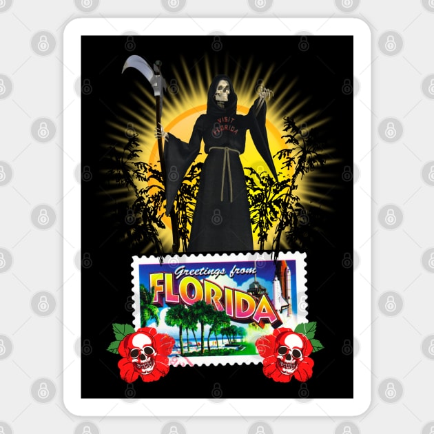 Greetings From Florida Grim Reaper Magnet by TJWDraws